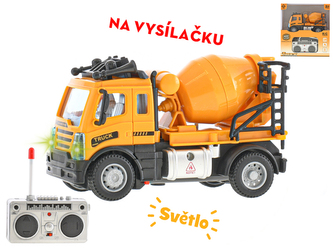 R/C auto stavební domíchávač 12cm 1:64 plná funkce na baterie se světlem 27MHz v krabičce