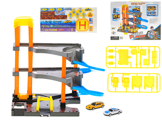 Parkovací garáž 37x25x30cm s výtahem + 2ks auta 6,5cm na volný chod v krabičce