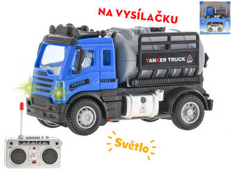 R/C auto nákladní cisterna 12cm 1:64 plná funkce na baterie se světlem 27MHz v krabičce