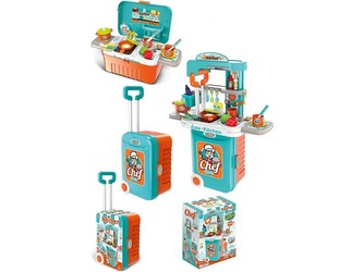 Kuchyň s příslušenstvím v kufru, na baterie, 24x38x16cm