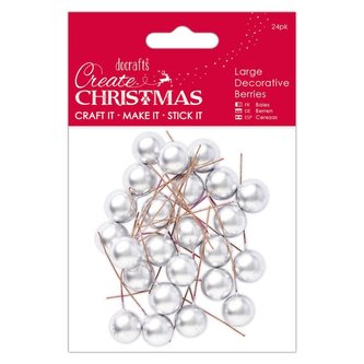 Docrafts dekorativní bobule stříbrné 24 ks