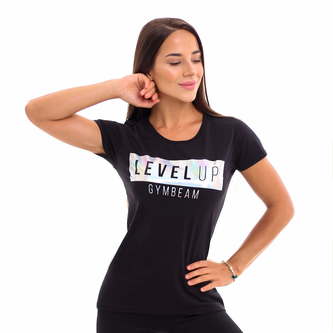 Dámské tričko Level Up Black - GymBeam - Velikost L