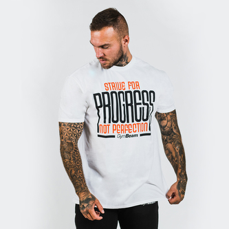 Tričko Progress White - GymBeam - Velikost XXL Tričko Progress White - GymBeam - Velikost XXL