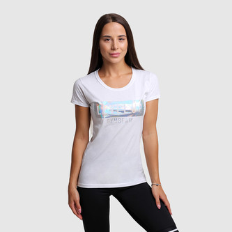 Dámské tričko Level Up White - GymBeam - Velikost M