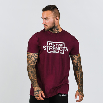 Tričko Free Your Strength Maroon White - GymBeam - Velikost S