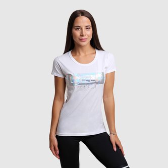 Dámské tričko Level Up White - GymBeam - Velikost XS