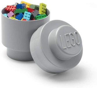 LEGO úložný box kulatý 123 x 183 mm Medium Stone Grey