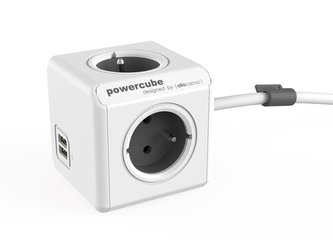 Zásuvka POWERCUBE EXTENDED USB s kabelem 1.5m GREY