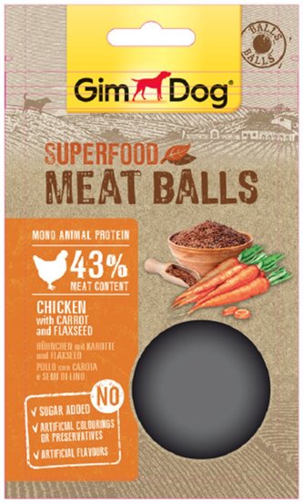 GIMDOG Superfood Meat Balls Mrkev a lnena seminka 70g