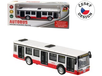 Autobus kovový na zpětný chod, 16cm