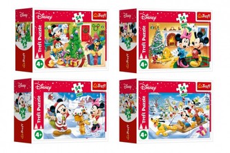 Minipuzzle Vánoce s Mickeym 54 dílků v krabičce 9x6,5x3,5cm/ různé druhy