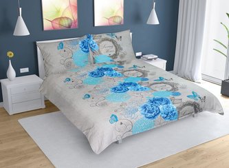 Povlečení bavlna na dvoudeku - modrá růže - 1x 240x220, 2ks 70x90 cm (240 cm šířka x 220 cm délka prodloužená) Povlečení bavlna na dvoudeku - modrá růže - 1x 240x220, 2ks 70x90 cm (240 cm šířka x 220 cm délka prodloužená)