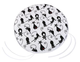 Sedák Adéla kulatý hladký - kočky černé na bílém podkladu - průměr 40 cm