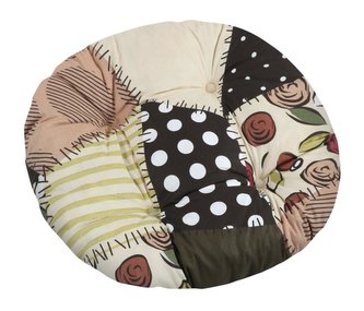 Sedák GITA kulatý prošívaný - hnědý patchwork - průměr 40 cm