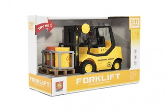 Vysokozdvižný vozík plast 23cm na setrvačník na bat. se zvukem se světlem v krabici 29x19x12cm