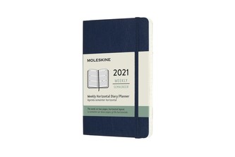 Moleskine Horizontální týdenní diář 2021 měkký modrý S