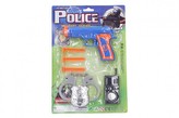 Policejní sada plast pistole na přísavky 15cm náboje 3ks s doplňky na kartě