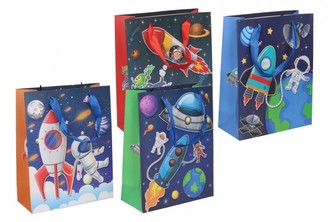 Dárková taška dětská vesmír mix barev 18x23x8cm