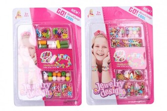 Kreativní sada korálky plast 2 druhy na kartě 18x26x2cm