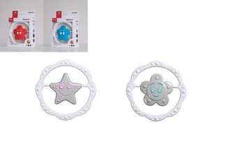 Chrastítko hvězdička/kytička plast 13cm mix barev v krabičce 12,5x16cm 0m+