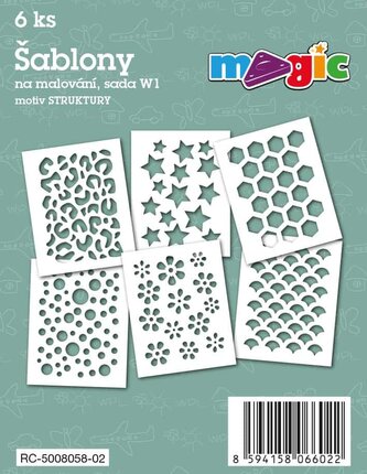 Papírové šablony MAGIC, 11 x 14cm, 6ks, sada W1- Struktury