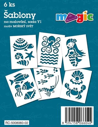 Papírové šablony MAGIC, 11 x 14cm, 6ks, sada Y1 - Mořský svět