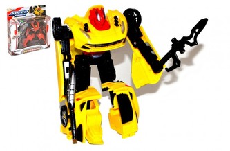 Transformer auto/robot plast 15cm s doplňky 4 druhy v krabici 23x25x5cm