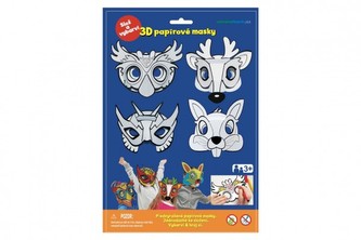 Maska škraboška 3D papírová 4ks sova, jelen, zajíc, superhrdina karneval v sáčku 22x32,5x2cm