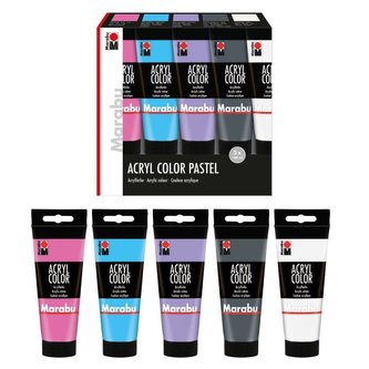 Marabu Sada akrylových pastelových barev 5 x 100 ml Marabu Sada akrylových pastelových barev 5 x 100 ml