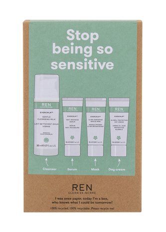 REN Clean Skincare Evercalm denní pleťový krém Evercalm Global Protection Day Cream 15 ml + čisticí mléko Evercalm Gentle Cleansing Milk 50 ml + pleťové sérum Evercalm Anti-Redness Serum 10 ml + pleťová maska Evercalm Ultra Comforting Mask 10 ml