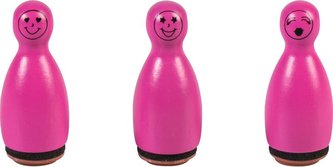 HEYDA Dřevěná razítka kuželky smajlíci - růžové 3 ks