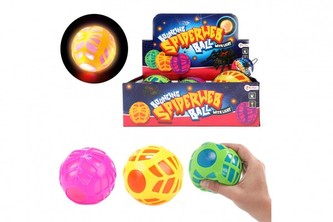 Míček s pavučinou antistresový skákací gumový 10cm na baterie se světlem 1 ks / 3 barvy