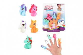 Maňásek prstový jednorožec guma 5,5cm na kartě 18x23x4cm