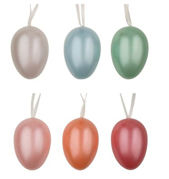 Vajíčka barevná lesklá plastová na zavěšení 6cm, 6ks v balení 9944