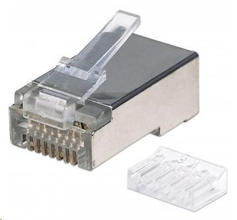 Intellinet konektor RJ45, Cat6, stíněný STP, 50µ, drát i lanko, 90 ks v nádobě