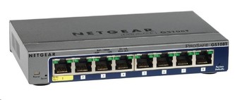Netgear GS108T v3 ProSafe 8-port Gigabit Smart Switch, lze jej napájet i přes port 1 (802.3af PoE-PD) Netgear GS108T v3 ProSafe 8-port Gigabit Smart Switch, lze jej napájet i přes port 1 (802.3af PoE-PD)