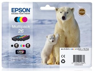 EPSON ink čer+bar \"Lední medvěd\" CLARIA Premium 26 - multipack (CMYK)