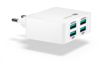 CONNECT IT Fast Charge nabíjecí adaptér 4×USB-A, 4,8A, bílá