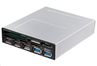 AKASA čtečka karet AK-ICR-17 do 3.5\", 5-slotová, 3x USB 2.0, 2x USB 3.0, E-SATA