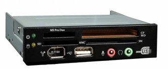 EUROCASE Card reader CR-03,AC97 + HD audio, Black USB 2.0, Firewire