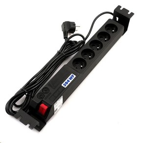 19\" rozvodný panel ACAR 5x230V, ČSN, kabel 3m, přepěťová ochrana, vč. montážních držáků do racku