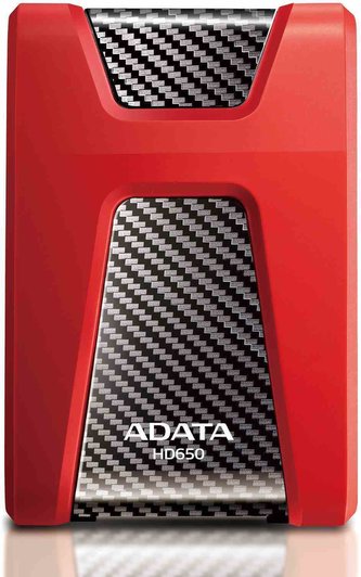 ADATA Externí HDD 1TB 2,5\&quot; USB 3.1 DashDrive Durable HD650, červený (gumový, nárazu odolný)