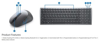 Dell Multi-Device Wireless Keyboard and Mouse - KM7120W - Czech/Slovak Dell Multi-Device Wireless Keyboard and Mouse - KM7120W - Czech/Slovak