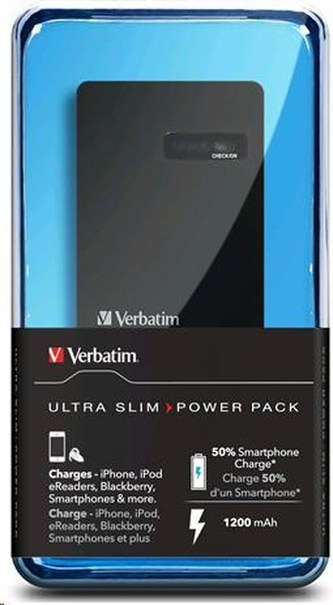 VERBATIM Přenosný ultratenký napájecí zdroj 1x USB / 1200 mAh Power Packs