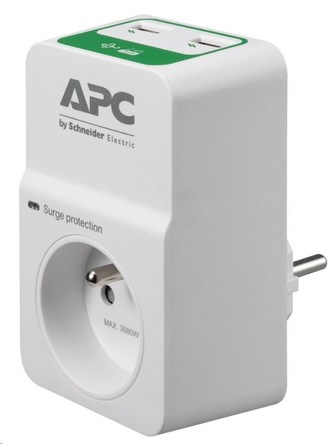 APC Essential SurgeArrest 1 outlets with 5V, 2.4A 2 port USB charger, 230V France APC Essential SurgeArrest 1 outlets with 5V, 2.4A 2 port USB charger, 230V France