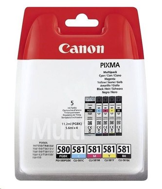 PGI580/CLI581 Inkoustová cartridge multipack pro Pixma TS7550, 8150, 9150 tiskárny, CANON, pgb+b+c+m