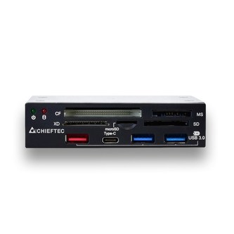 CHIEFTEC čtečka karet CRD-901H, 3,5\&quot;, USB 3.0 Hub Type-A x 2 , Type-C x 1, charging port