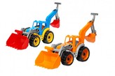 Traktor/nakladač/bagr se 2 lžícemi plast na volný chod 1ks