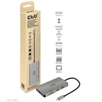 Club3D Dokovací stanice USB 3.2 typ C (2xHDMI, 2xUSB-A, RJ45, SD/ Micro SD USB Type-C female port), Triple Dynamic
