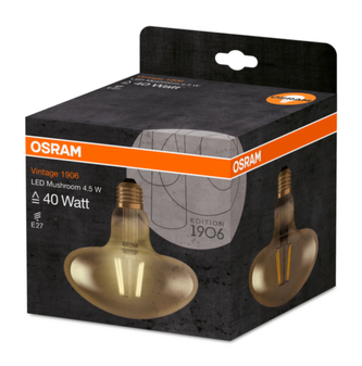 OSRAM LED Filament Vintage 1906 MUSHROOM  230V 4,5W 825 E27 noDIM A+ Sklo čiré GOLD 470lm 2500K 15000h (krabička 1ks)
